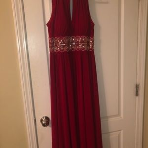 Red, long formal dress